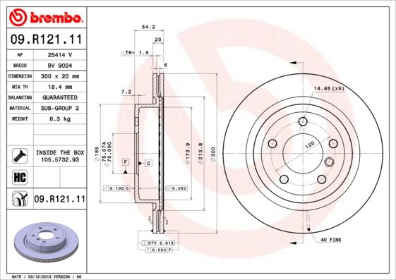 Bremsscheibe BREMBO 09.r121.11