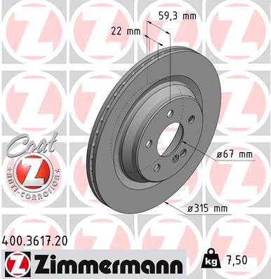 Bremsscheibe ZIMMERMANN 400.3617.20