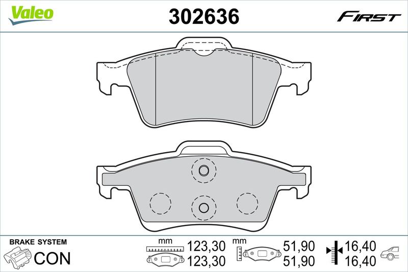 Bremsbelagsatz, Scheibenbremse VALEO 302636