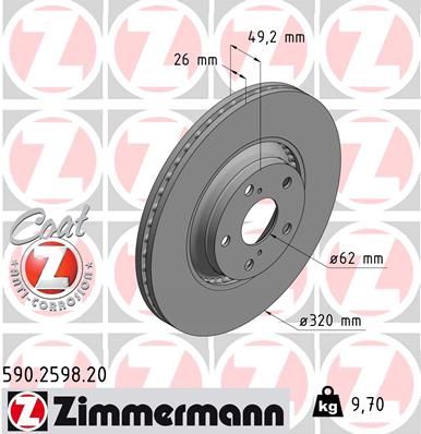 Bremsscheibe ZIMMERMANN 590.2598.20