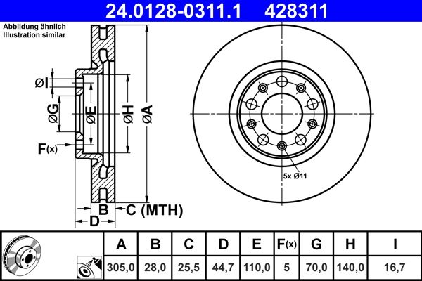 Bremsscheibe ATE 24.0128-0311.1
