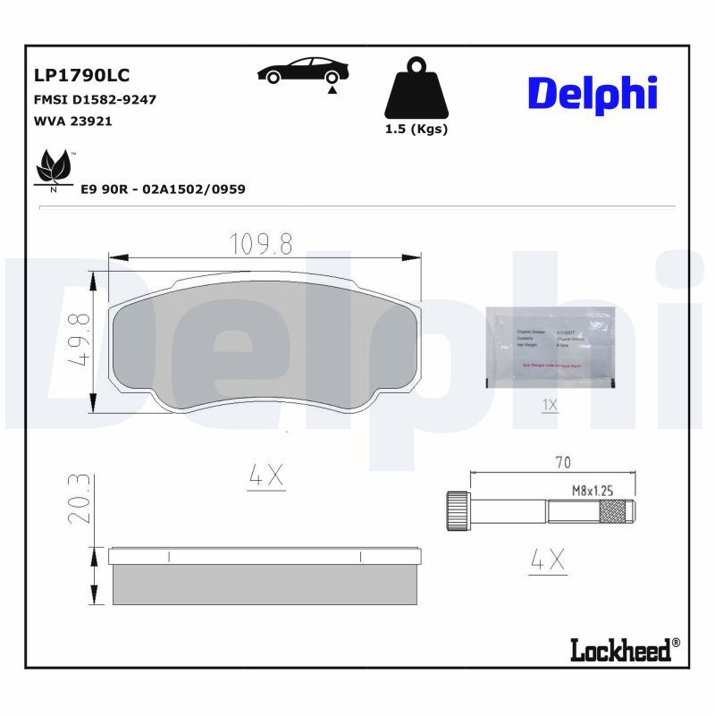 Bremsbelagsatz, Scheibenbremse DELPHI LP1790LC