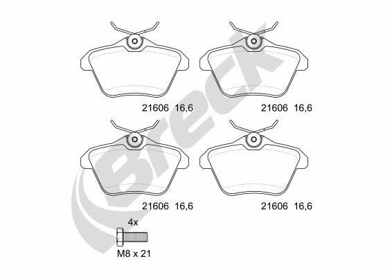 Bremsbelagsatz, Scheibenbremse BRECK 21606 00 702 00
