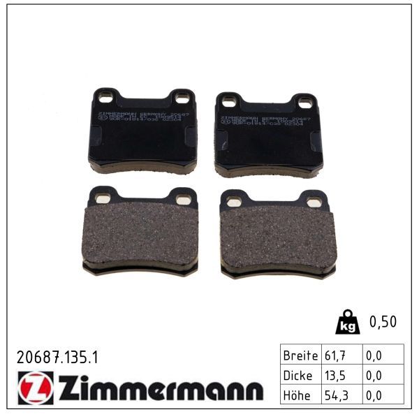 Bremsbelagsatz, Scheibenbremse ZIMMERMANN 20687.135.1