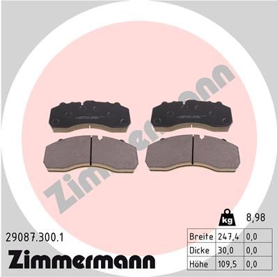 Bremsbelagsatz, Scheibenbremse ZIMMERMANN 29087.300.1