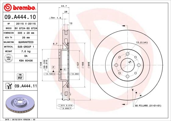 Bremsscheibe BREMBO 09.A444.10