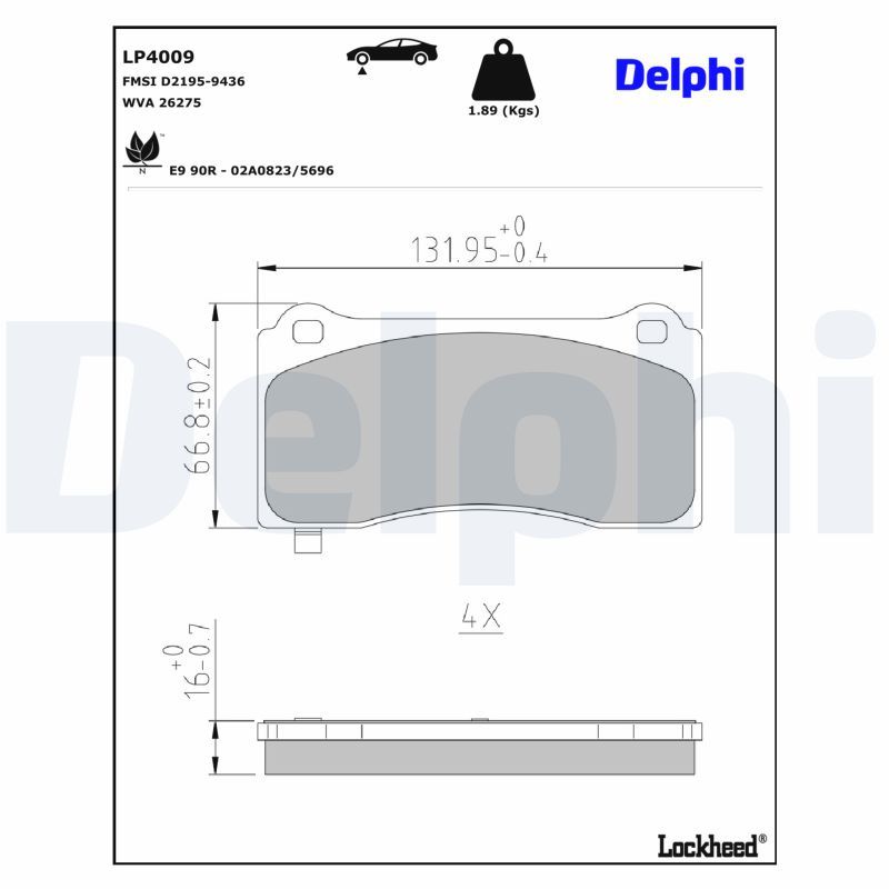 Bremsbelagsatz, Scheibenbremse DELPHI LP4009