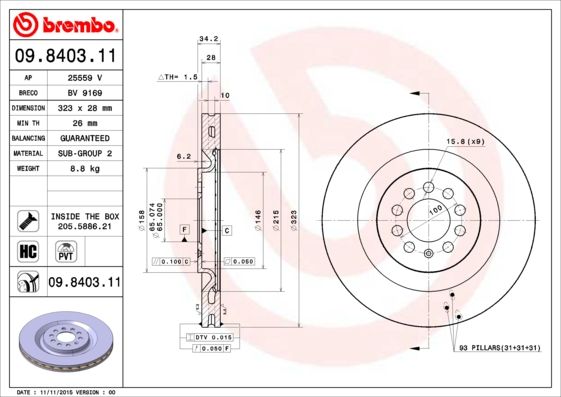 Bremsscheibe BREMBO 09.8403.11