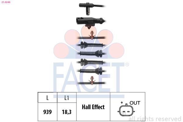 Sensor, Raddrehzahl FACET 21.0246