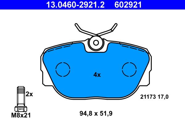 Bremsbelagsatz, Scheibenbremse ATE 13.0460-2921.2
