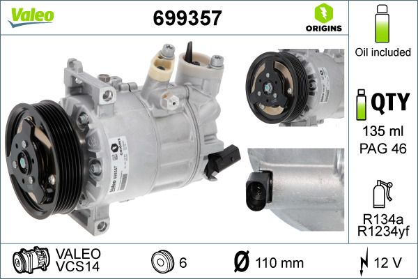 Kompressor, Klimaanlage VALEO 699357