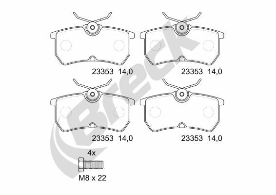 Bremsbelagsatz, Scheibenbremse BRECK 23353 00 704 00