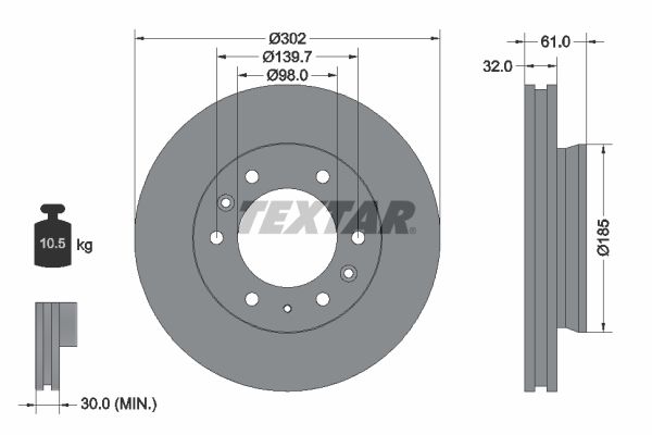 Bremsscheibe TEXTAR 92253403