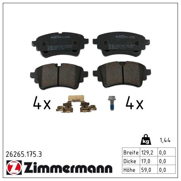Bremsbelagsatz, Scheibenbremse ZIMMERMANN 26265.175.3